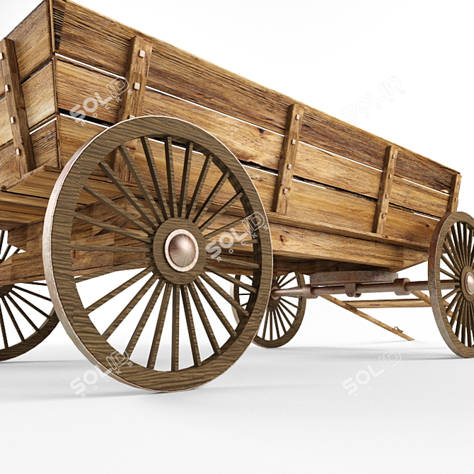 Vintage Wooden Cart - 3D Model 3D model image 3