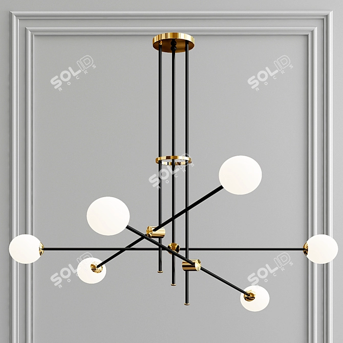 Modern Black and Brass Vector Pendant Chandelier 3D model image 2