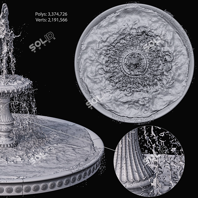 Elegant 3D Classic Fountain 3D model image 3