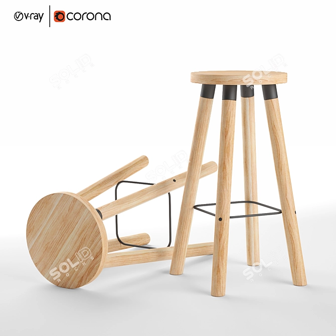 Elegant Partridge Bar Stool 3D model image 1