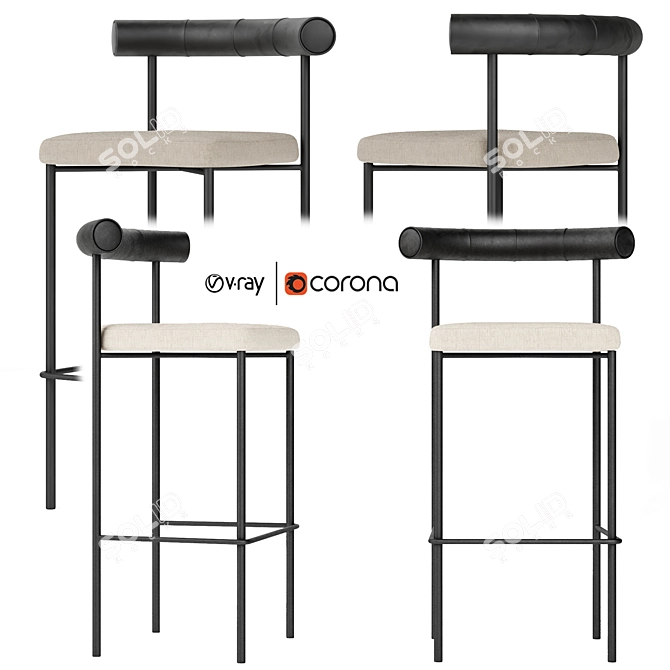 Kashmir Barstool: Sleek Design 3D model image 1