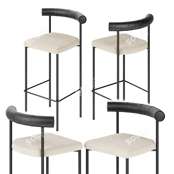 Kashmir Barstool: Sleek Design 3D model image 2