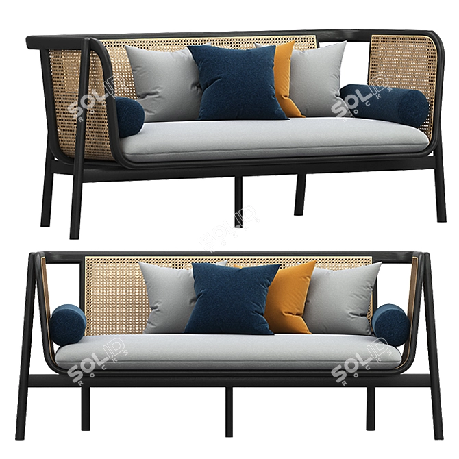 Modern Hem Wicker Sofa 3D model image 1