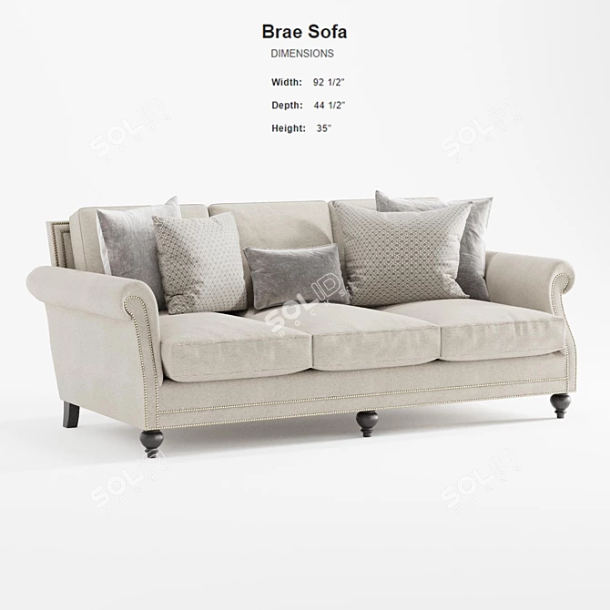 Elegant Bernhardt Brae Sofa 3D model image 1