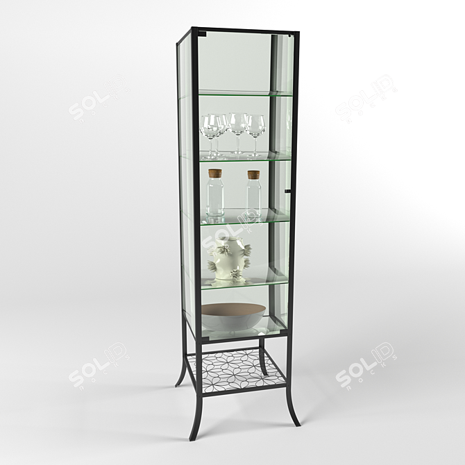 Title: Black Glass Showcase: Elegant and Spacious 3D model image 1