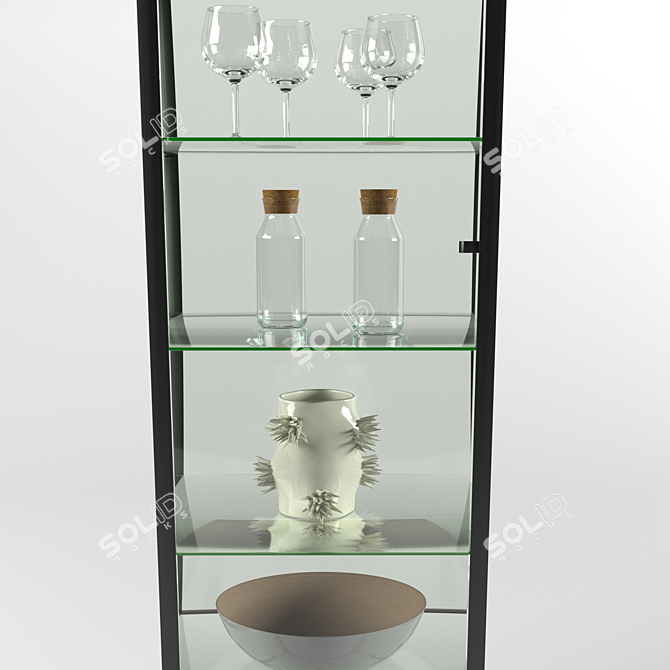 Title: Black Glass Showcase: Elegant and Spacious 3D model image 2