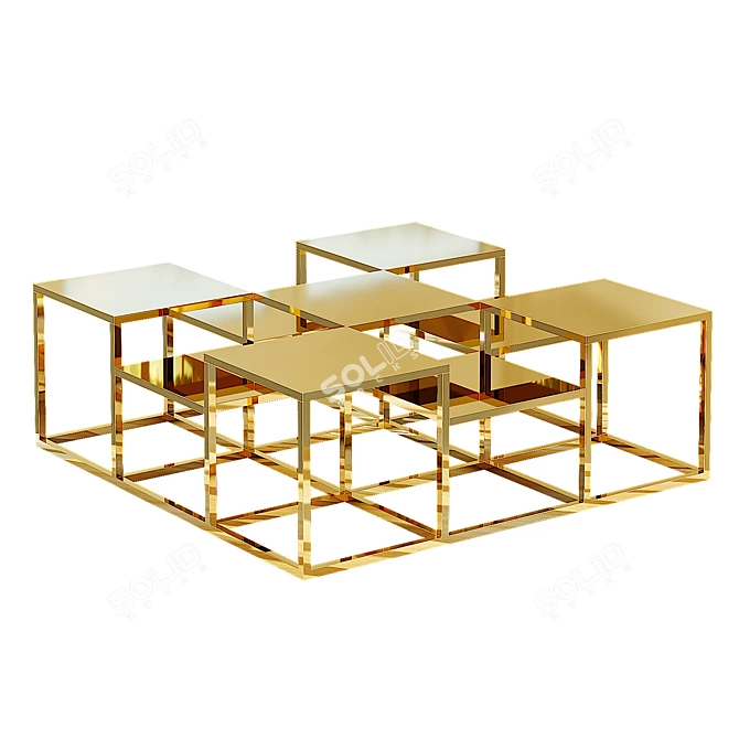 Glamorous Gold-Finish Coffee Table 3D model image 1