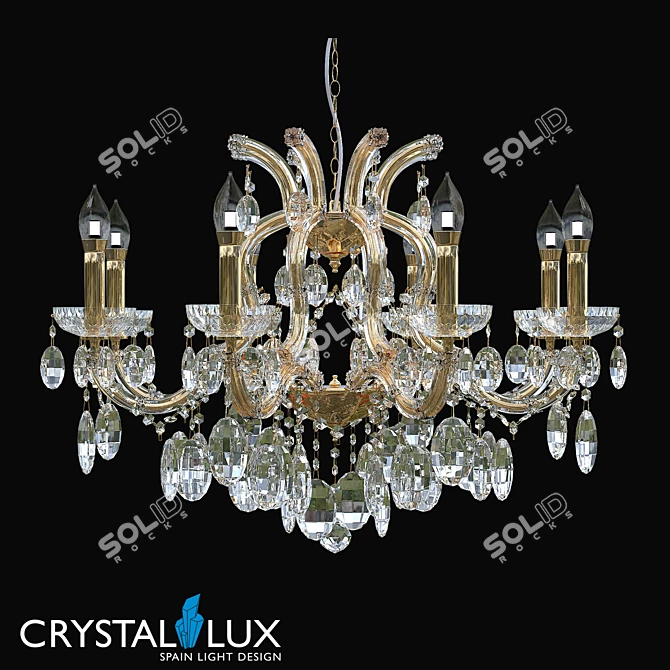 Hollywood SP8 Gold Chandelier 3D model image 1