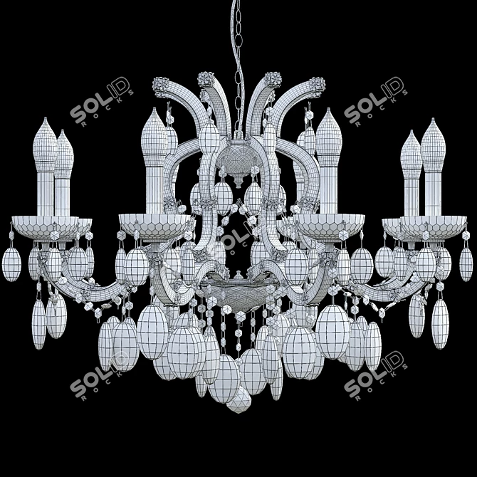 Hollywood SP8 Gold Chandelier 3D model image 2