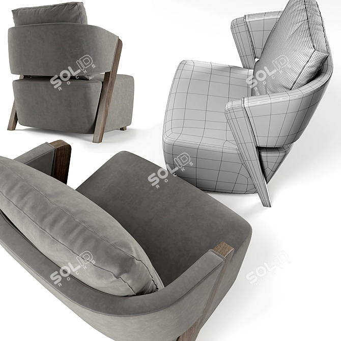 Title: Sleek Geometric Giudecca Armchair 3D model image 3
