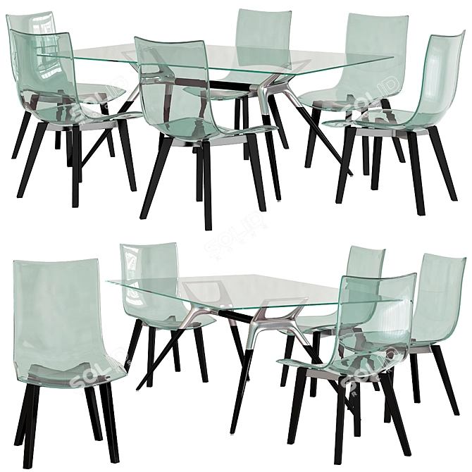 Modern White Dining Chair: NATURAL ZEBRA 3D model image 1