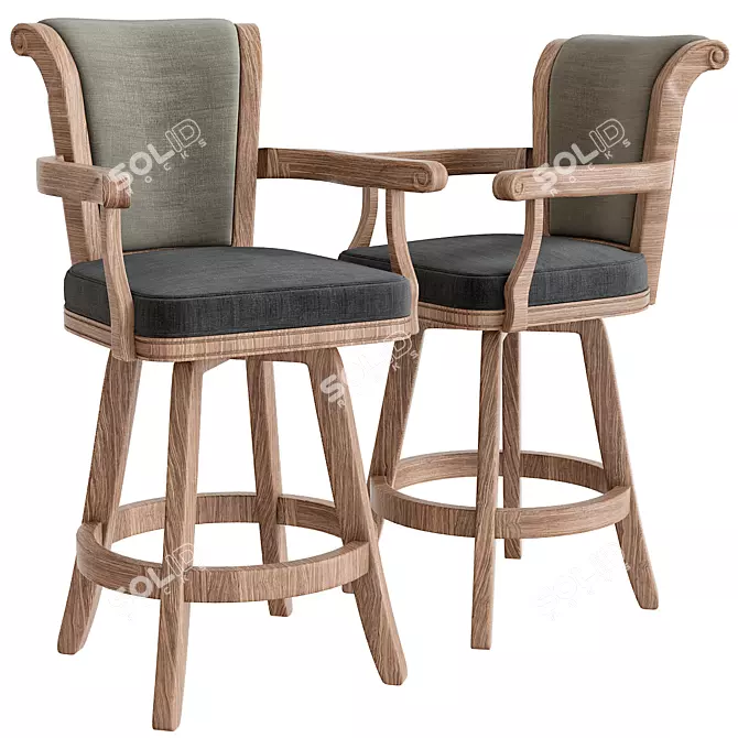 Elegant Darafeev Bar Stool 3D model image 1