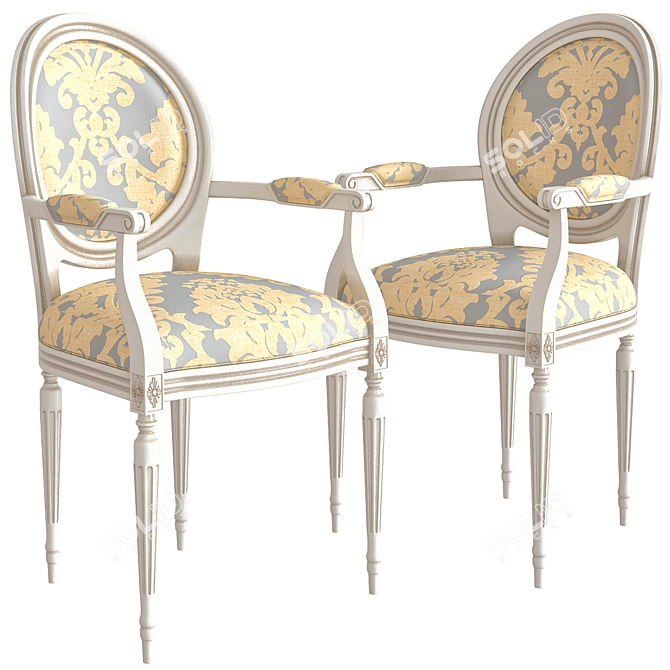 Elegant Round Back Dining Chairs 3D model image 1