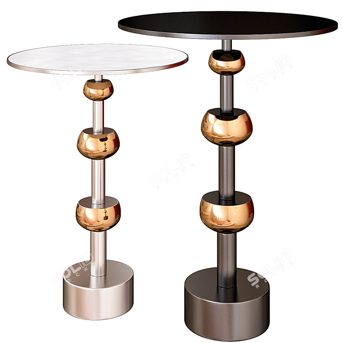 Elegant Melody Black Chrome CoffeeTable 3D model image 1