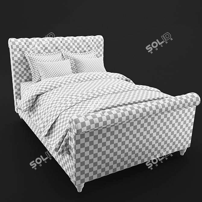 Luxury Chesterfield Upholstered Bed 3D model image 2