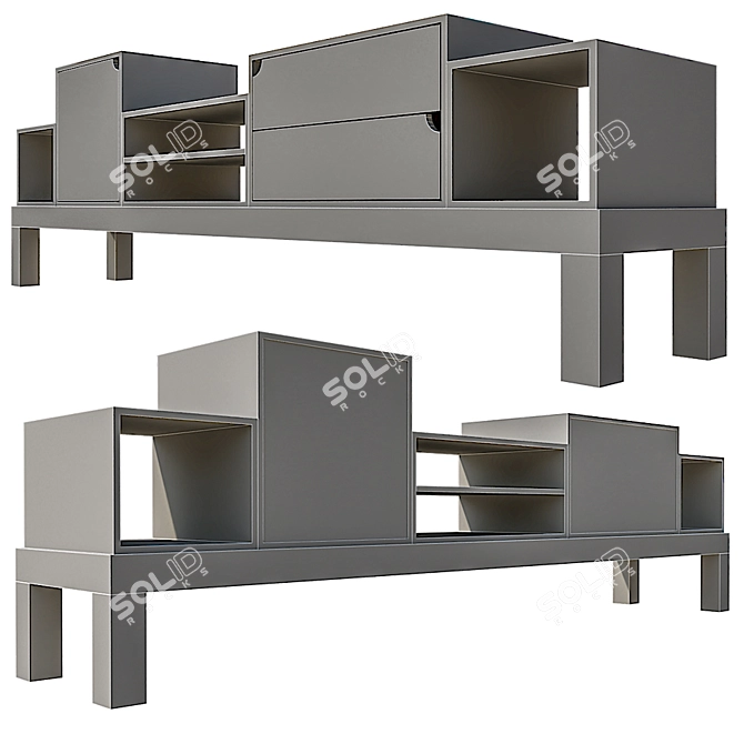 Sleek Container Sideboard in Polygon Design 3D model image 3