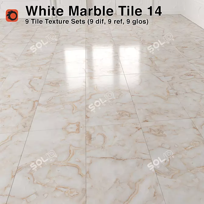 Premium White Marble Tiles 3D model image 1