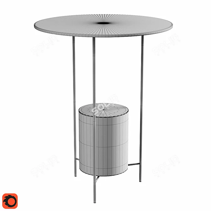 Elegant Panna Cotta Side Table 3D model image 2