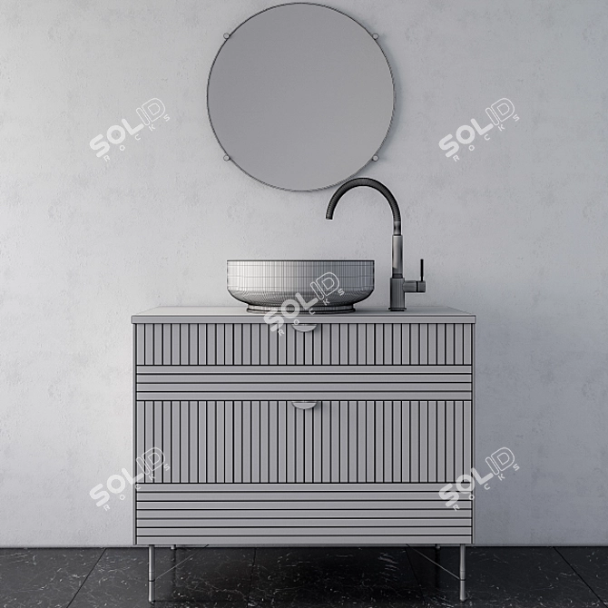 IKEA Blue Bathroom Furniture 3D model image 2