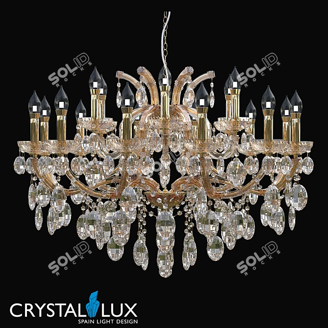 Hollywood SP12 + 6 Gold Chandelier 3D model image 1