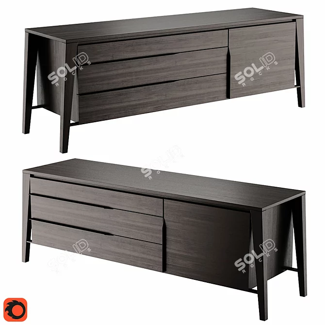 Natuzzi Euclide Sideboard: Sleek and Stylish Storage Solution 3D model image 1