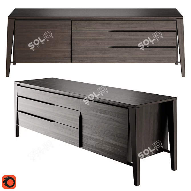 Natuzzi Euclide Sideboard: Sleek and Stylish Storage Solution 3D model image 2