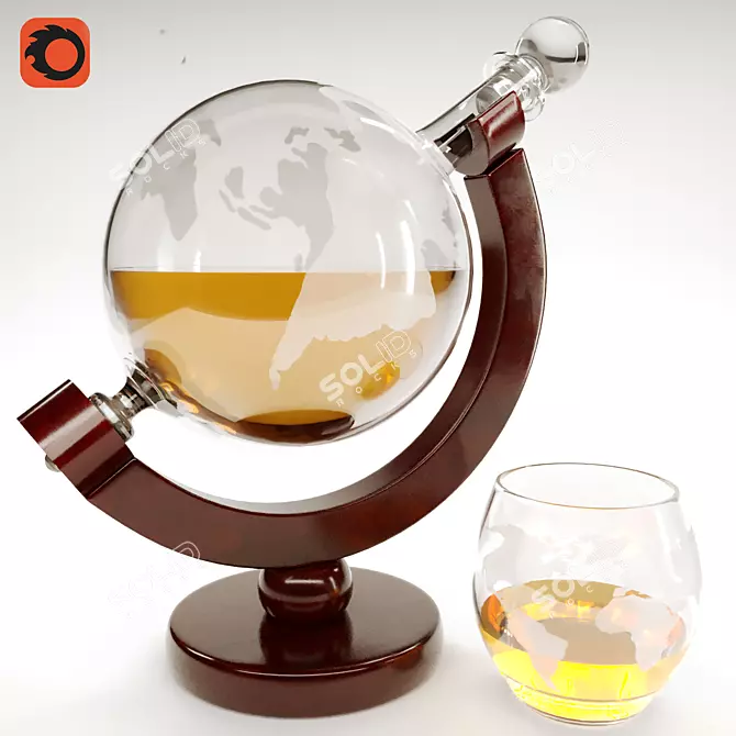Globe Whiskey Decanter: Exquisite PBR Design 3D model image 1