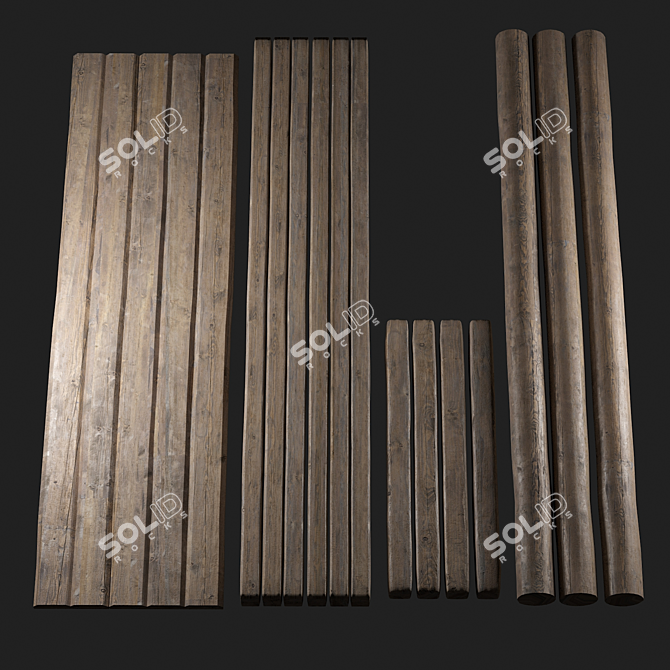 Premium Timber Logs 3D model image 3