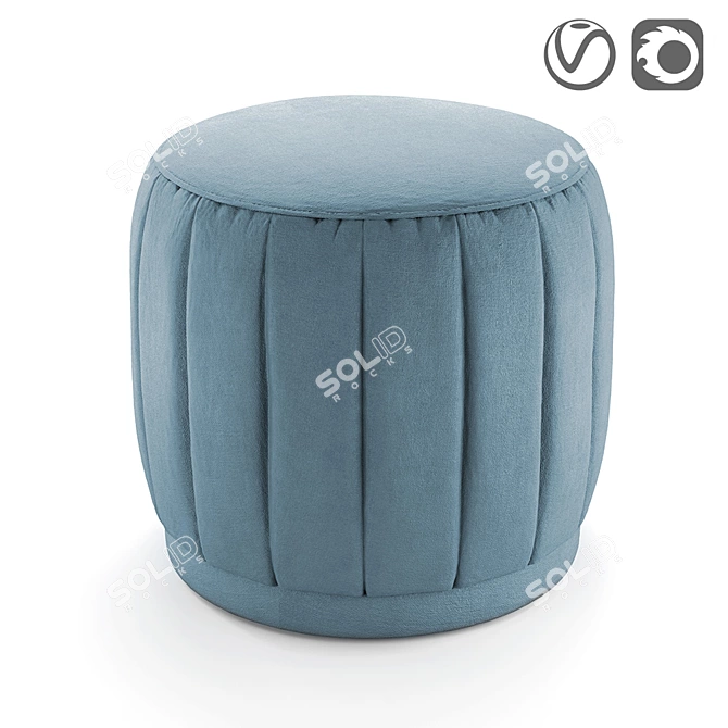 Vintage Velvet Pouf: Leone 3D model image 1