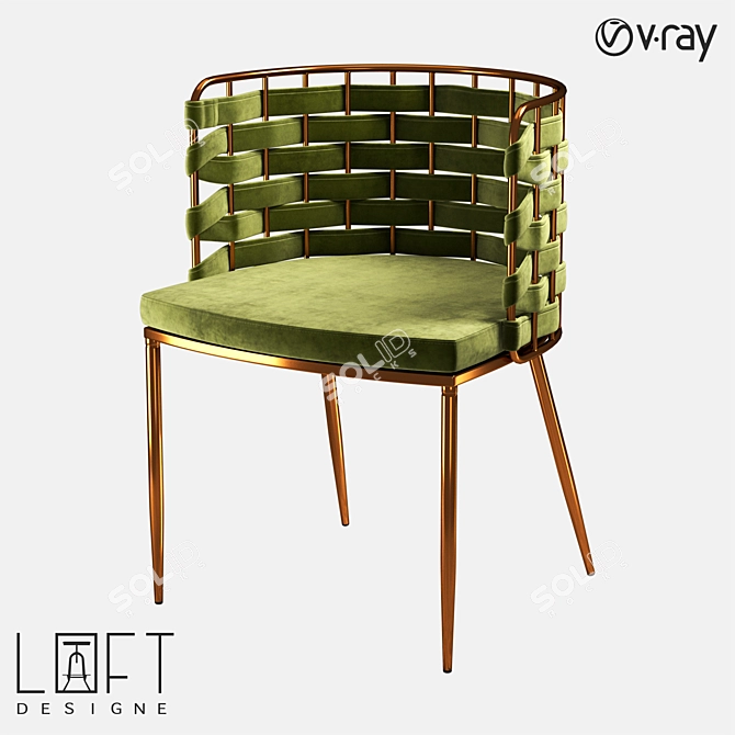 Modern Metal and Fabric Chair | LoftDesigne 30431 Model 3D model image 1