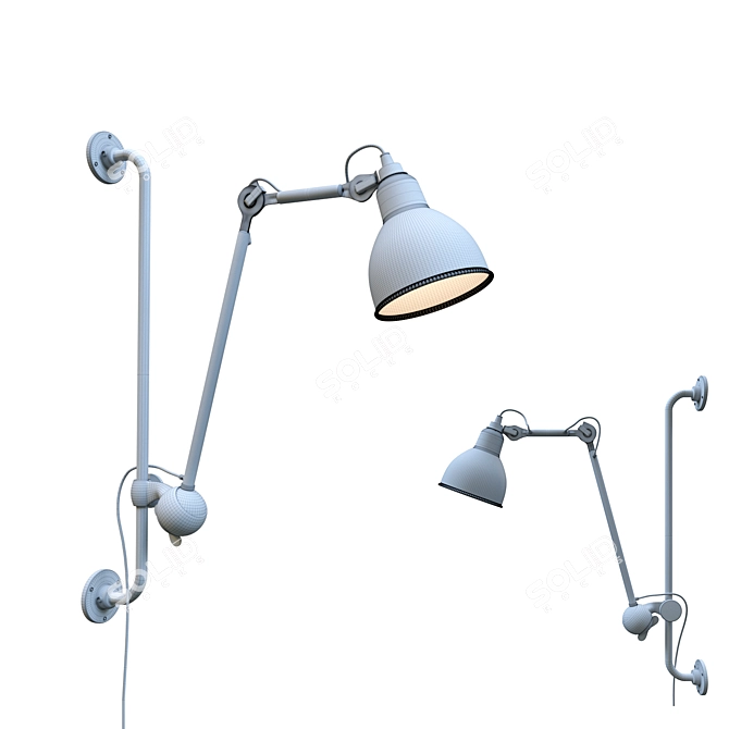 Versatile Wall-Mounted Adjustable Lamp 3D model image 2