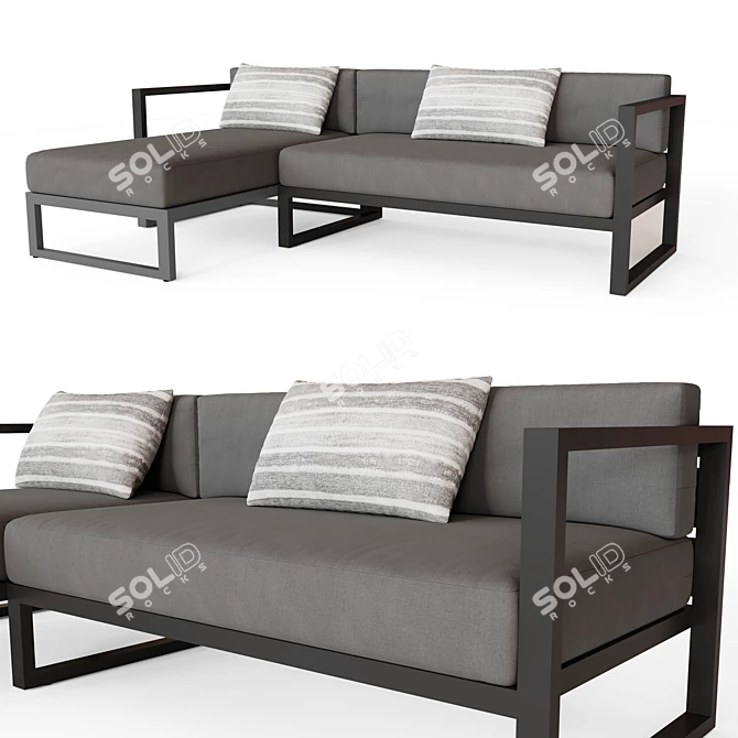 Aegean Aluminum Left-Arm Sofa Chaise 3D model image 1