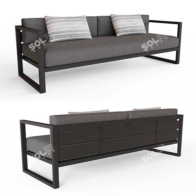 Aegean Aluminum Classic Sofa - Stylish and Comfortable 3D model image 1