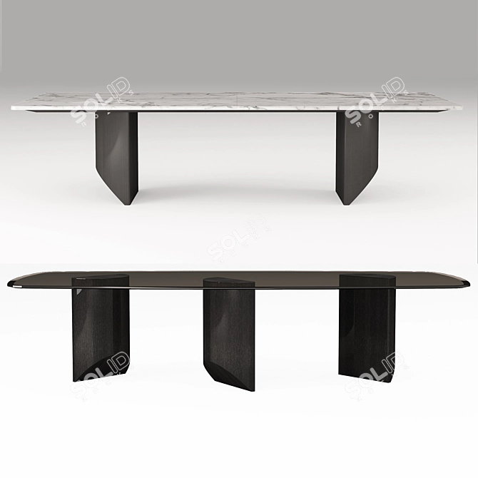 Elegant Wedge Dining Table 3D model image 1