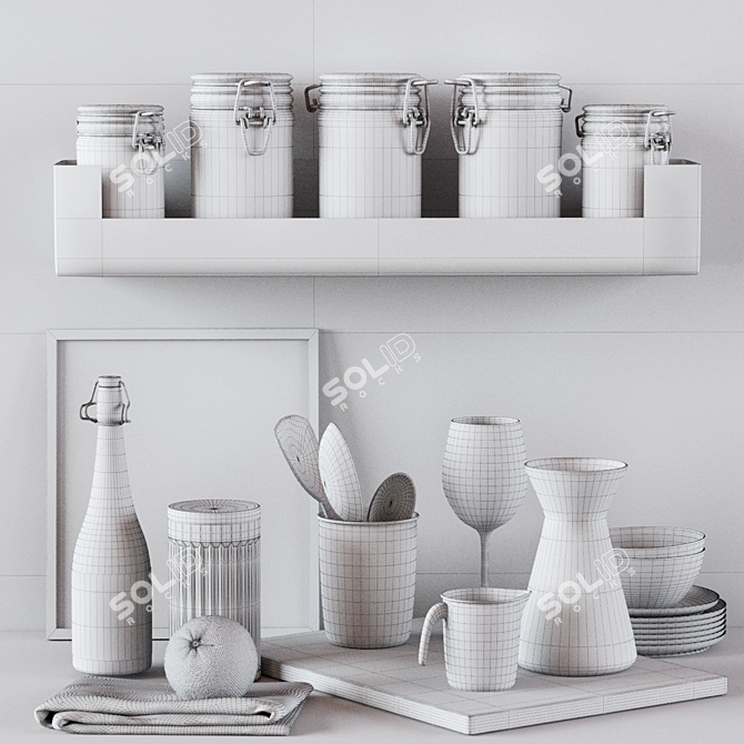 Elegant Kitchen Decor Set 3D model image 2