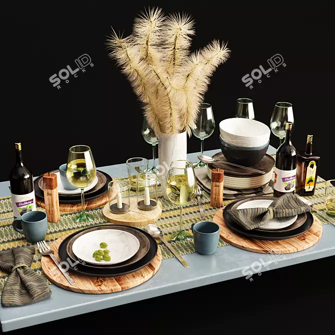 Elegant Tableware Set - 3ds Max 2014 & Obj Files 3D model image 1