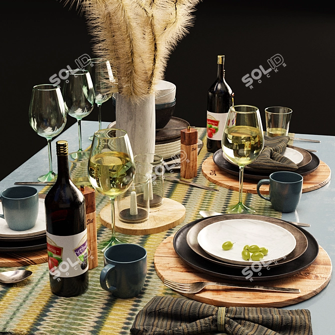 Elegant Tableware Set - 3ds Max 2014 & Obj Files 3D model image 2