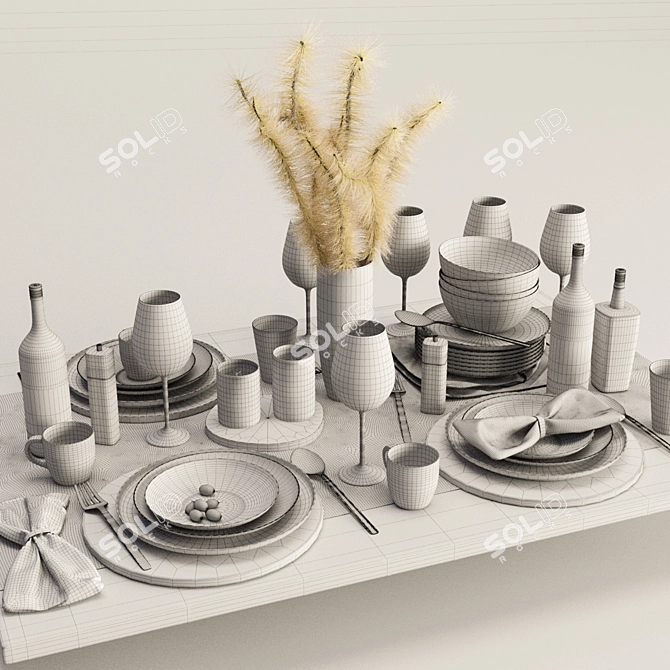 Elegant Tableware Set - 3ds Max 2014 & Obj Files 3D model image 3