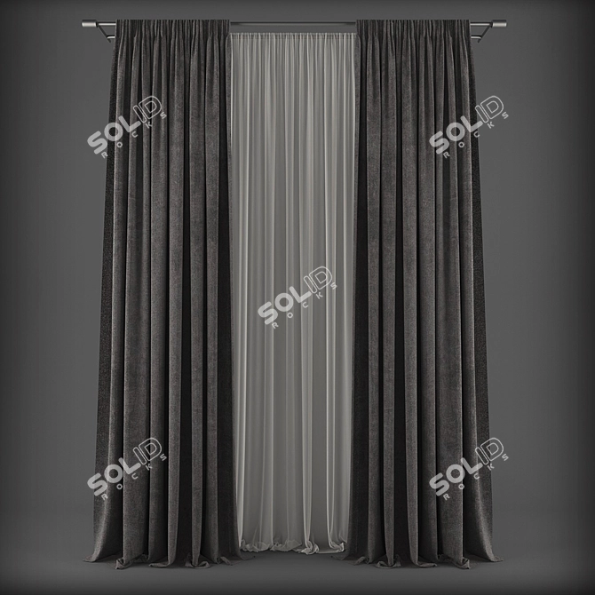 Elegant Polys Curtain Set 3D model image 1