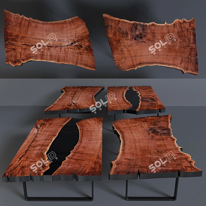 Rustic Wood Coffee Table 3D model image 1