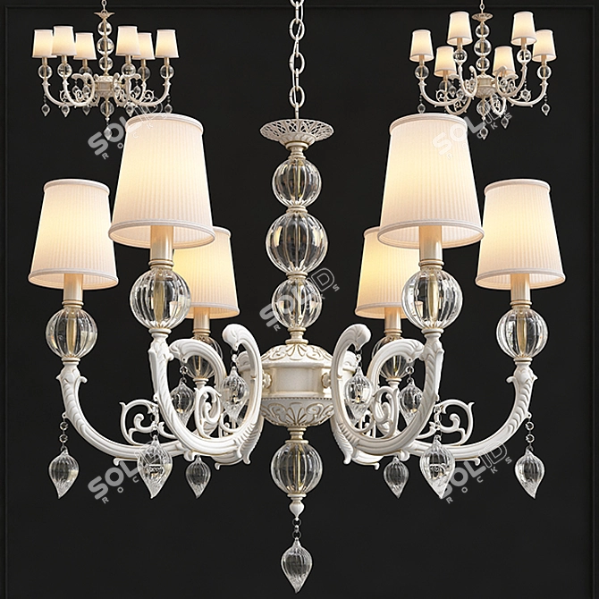 Elegant White Pendant Chandelier 3D model image 1