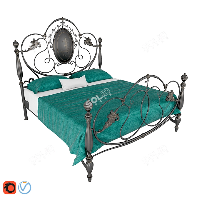 Elegant Italian Caruso Bed 3D model image 1