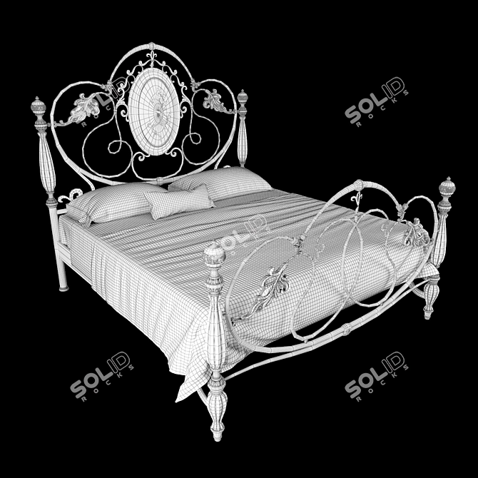 Elegant Italian Caruso Bed 3D model image 3