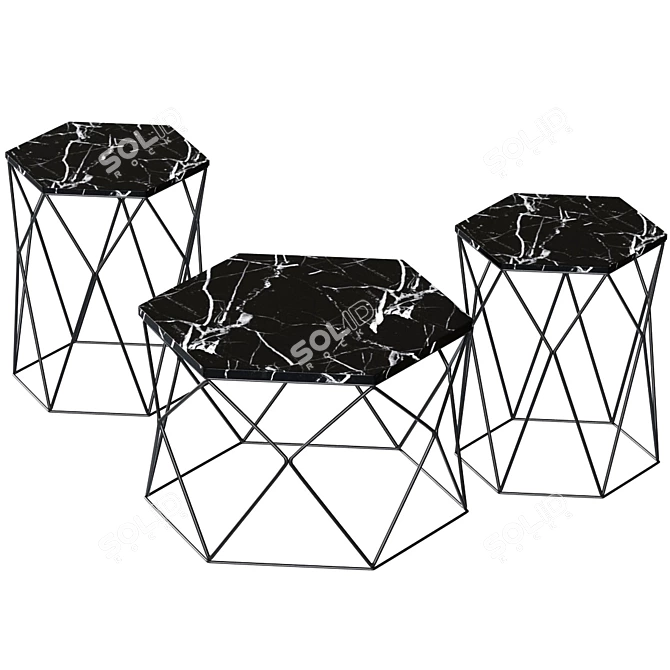 Modern Hexagon Side Table 3D model image 2