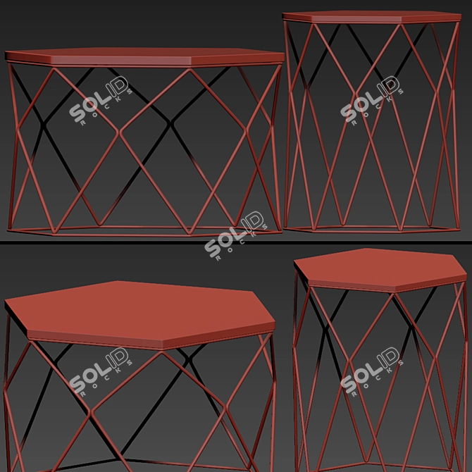 Modern Hexagon Side Table 3D model image 3