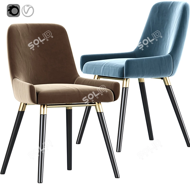 Modern Gray Fabric Dining Chairs 3D model image 1
