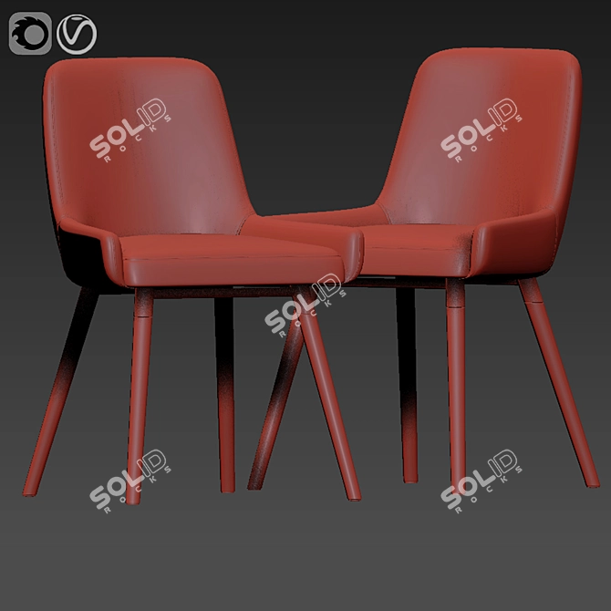 Modern Gray Fabric Dining Chairs 3D model image 3