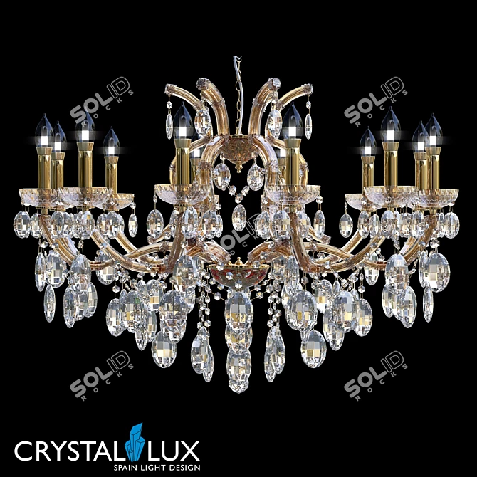 Crystal Lux Hollywood SP12 Gold Pendant Chandelier 3D model image 1