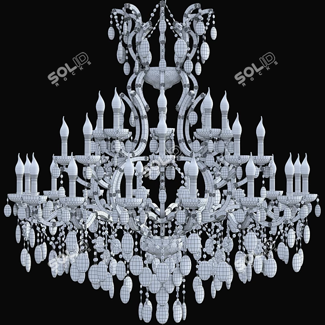Luxurious Hollywood Gold Crystal Chandelier 3D model image 2