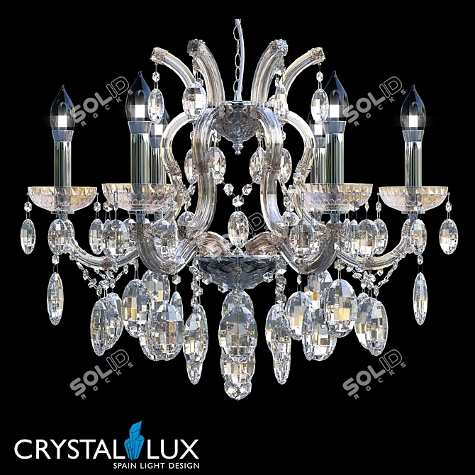 Hollywood SP6 Chrome - Classic Spanish Pendant Light (520mm Height)  Elegant Crystal Lux Collection 3D model image 1